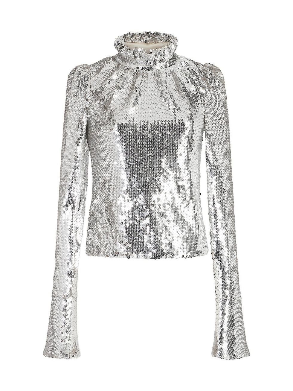 Sequined Stand Collar Top