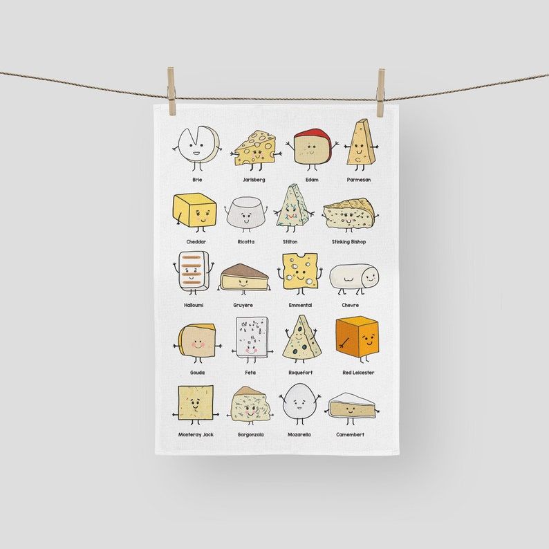 Cheese Collection Tea Towel