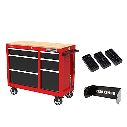 Rolling Tool Cabinet with Drawers, Lockable Tool Boxes Rolling Tool Chest,  8-Drawer Tool Cart, Red 
