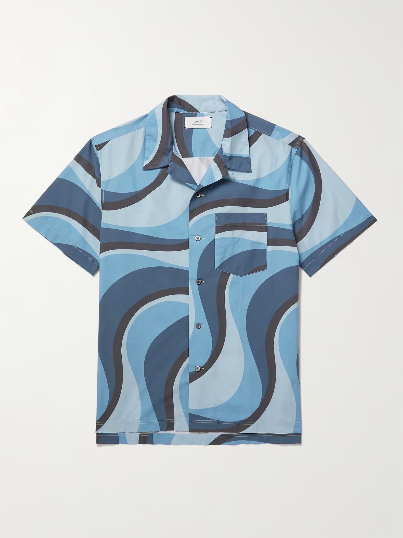 Irregular Wave Printed Organic Cotton Shirt