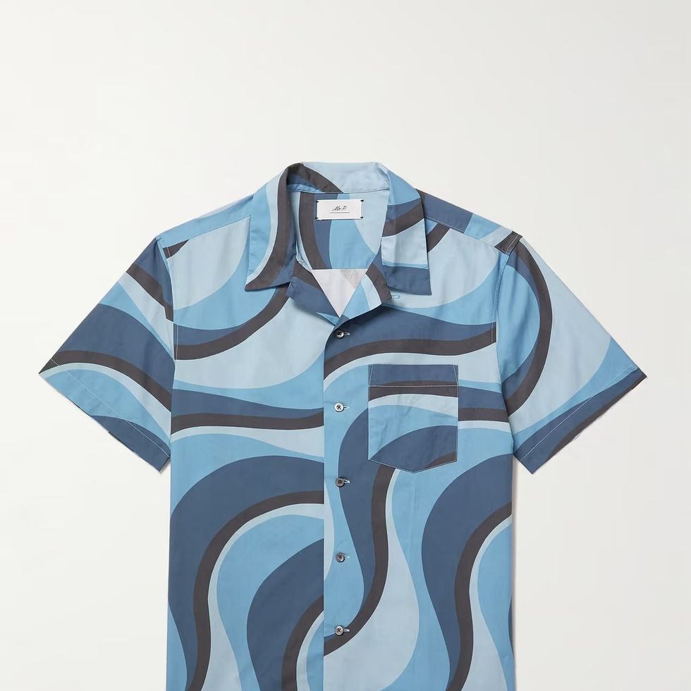 Irregular Wave Printed Organic Cotton Shirt