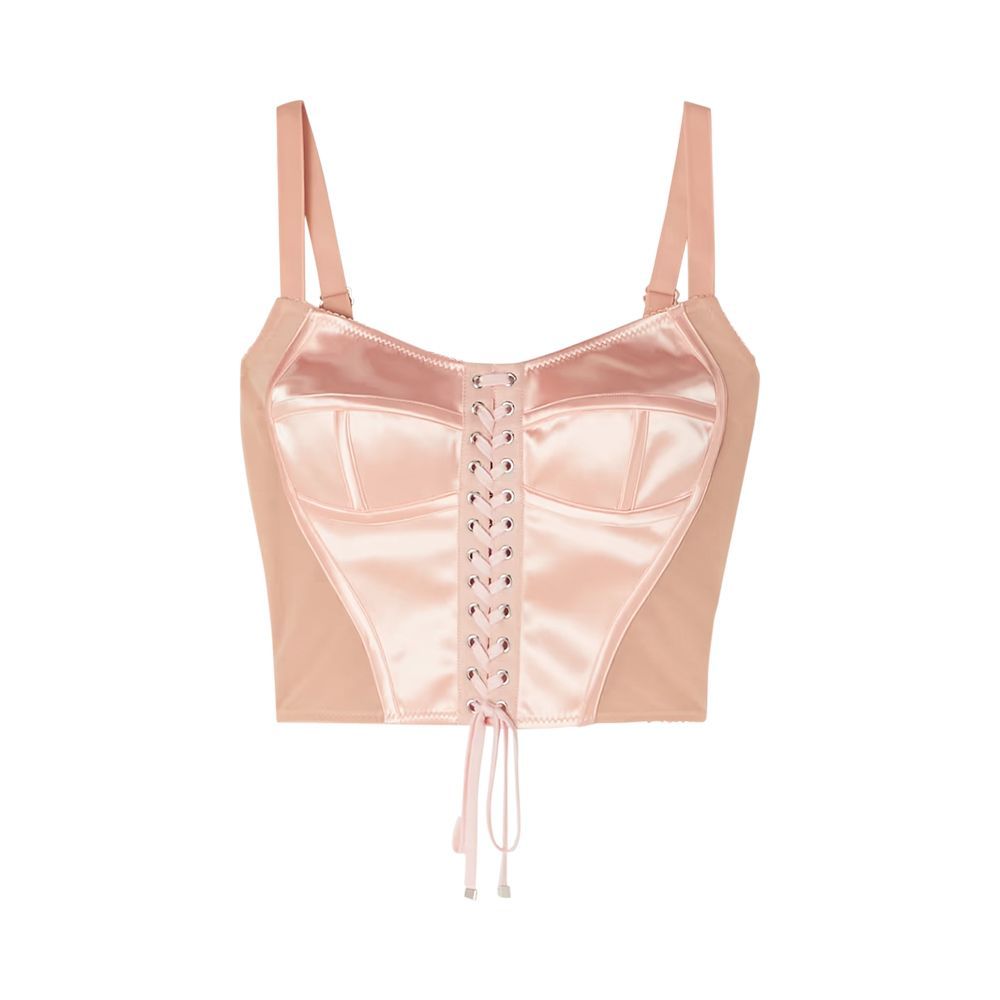 Lace-Up Satin and Mesh Corset Lace-Up Satin and Mesh Corset
