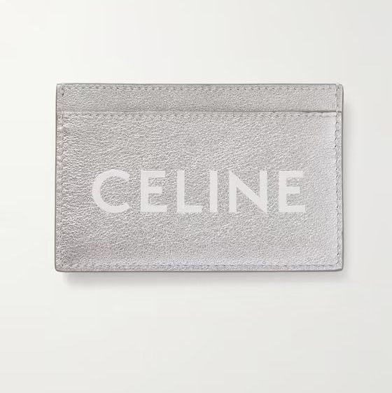 男生精品卡夾推薦：Celine Homme Logo字樣銀色皮革卡夾