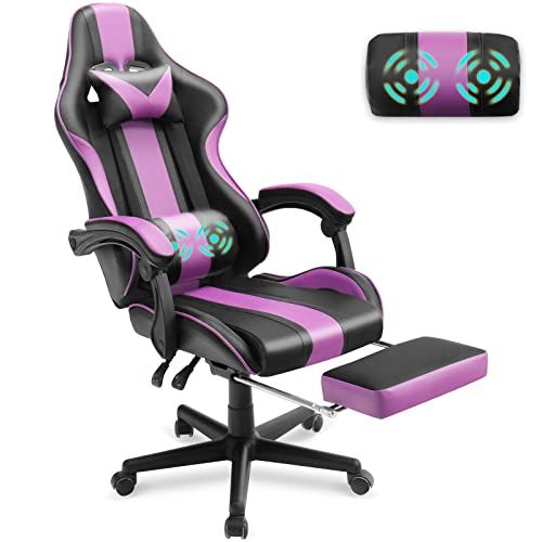 Purple Gaming Chairs with Footrest
