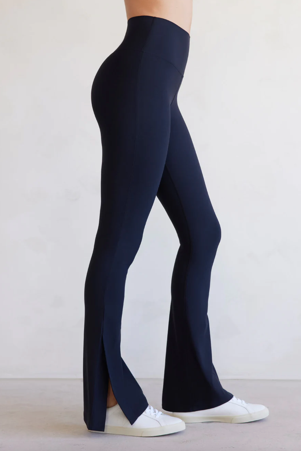 Cotton Elastane Knit Mid Calf Legging in Blue