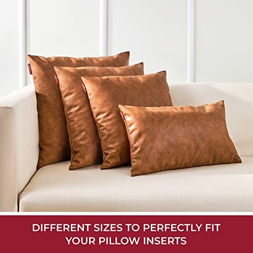 Mellanni Faux Leather Pillow Covers