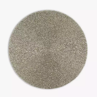 John Lewis Round Beaded Placemat, Silver