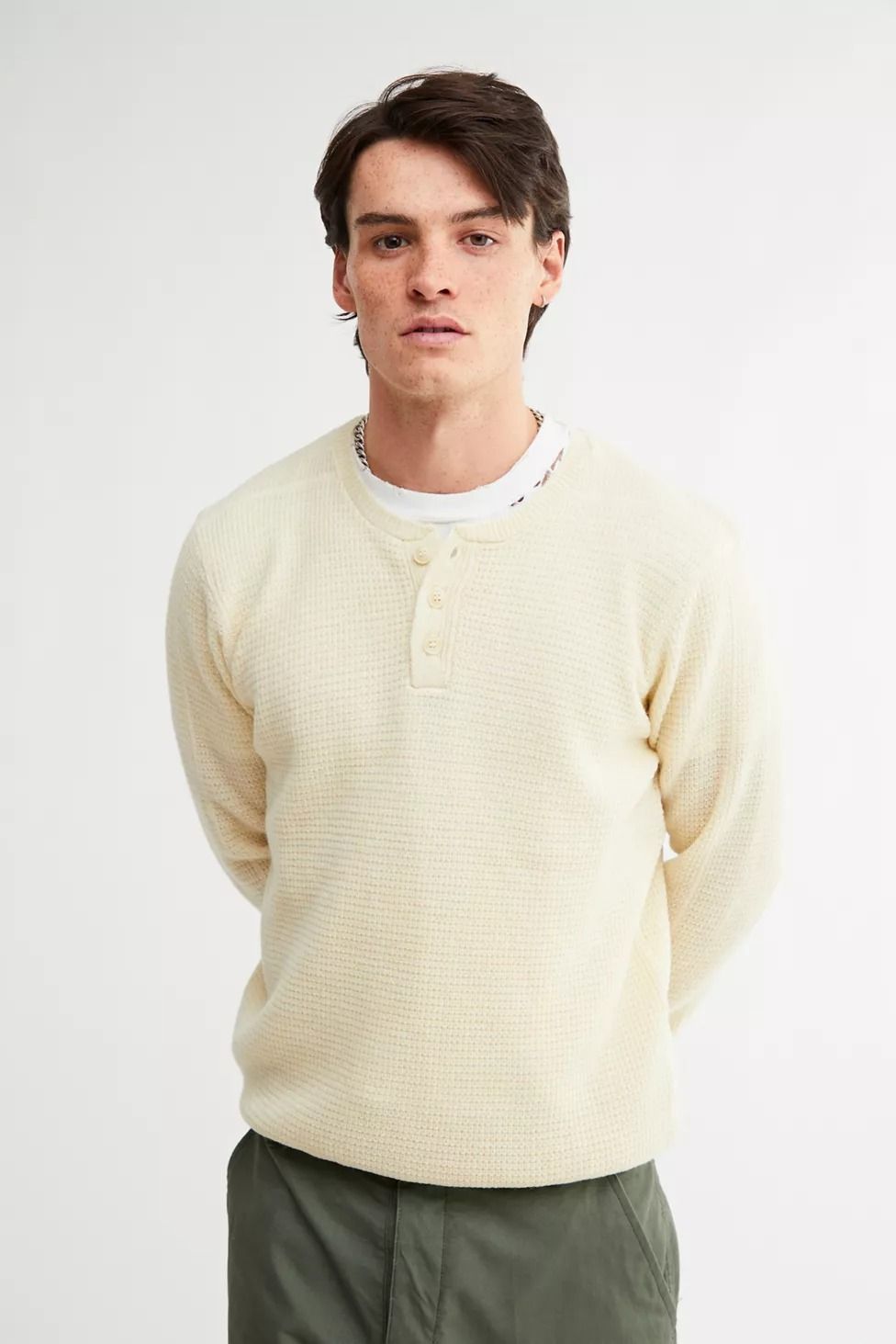 Short sleeve thermal clearance henley