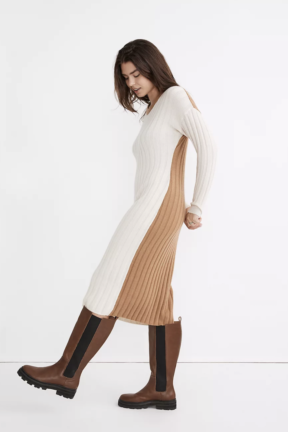 Great idea! Turtleneck & tights under summer dress. (See if for