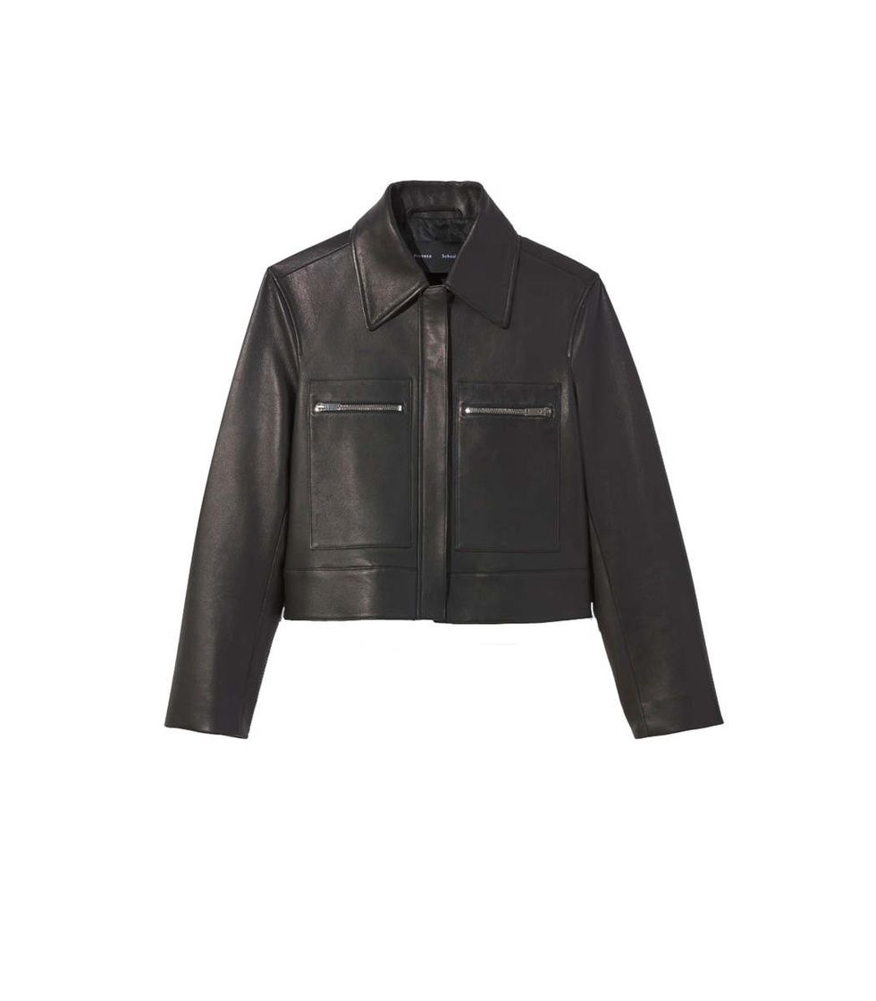 Grainy Leather Cropped Jacket