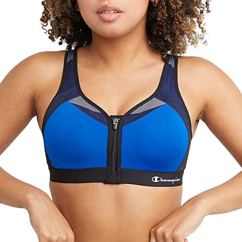 Front Zip Open Sports Bra With Contrast Panels