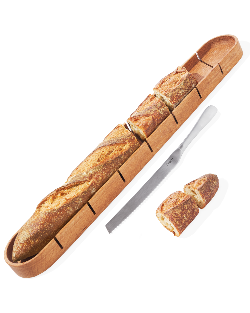 Oak Baguette Board with Bread Knife