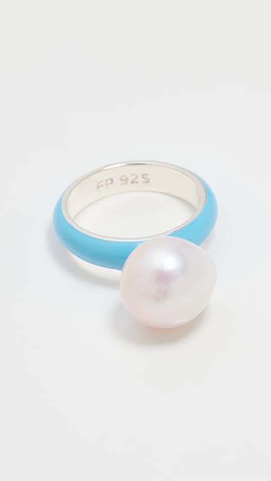 Fry Powers Enamel Baroque Pearl Ring