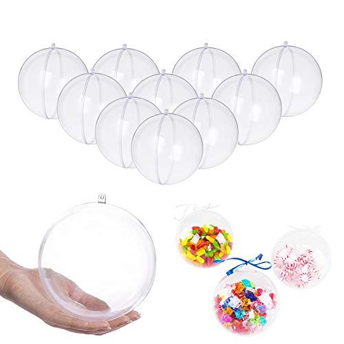 Clear Plastic Fillable Christmas Craft Ball Ornaments (Set of 10)