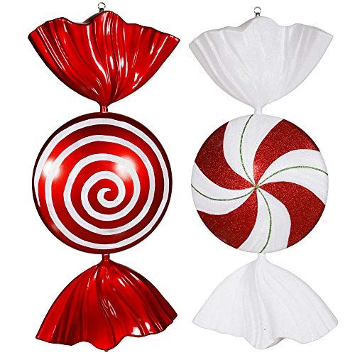 18" Peppermint Candy Ornaments (Set of 2)