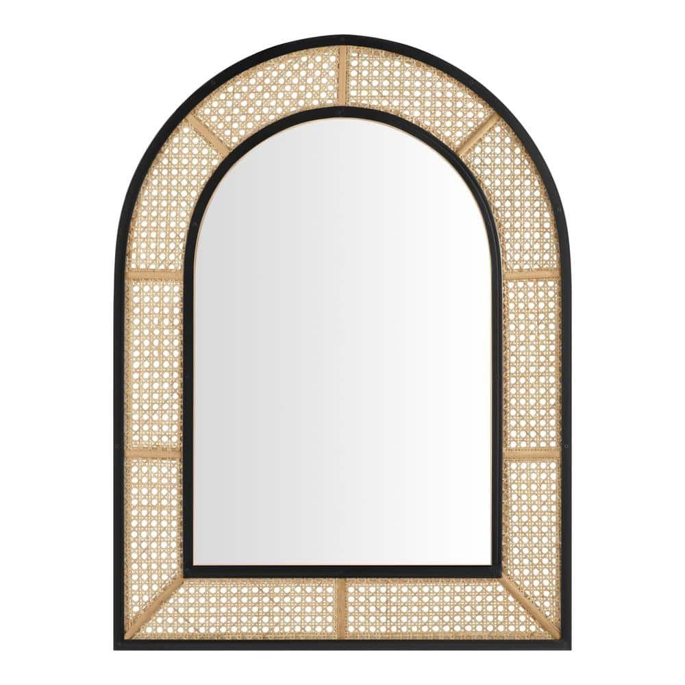 Natural and Black Rattan Cane Mirror