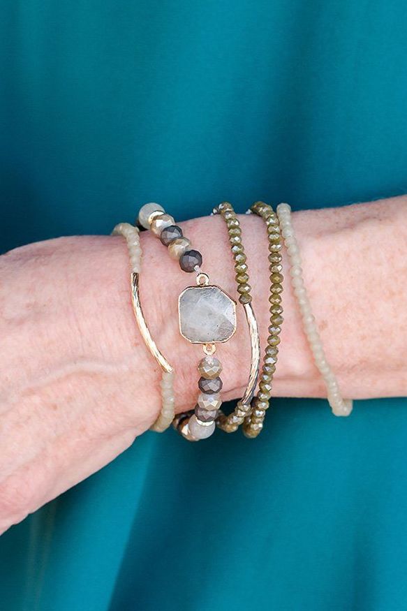 The Pioneer Woman Jewelry, Soft Gold-tone Bracelet Set with Genuine Stone