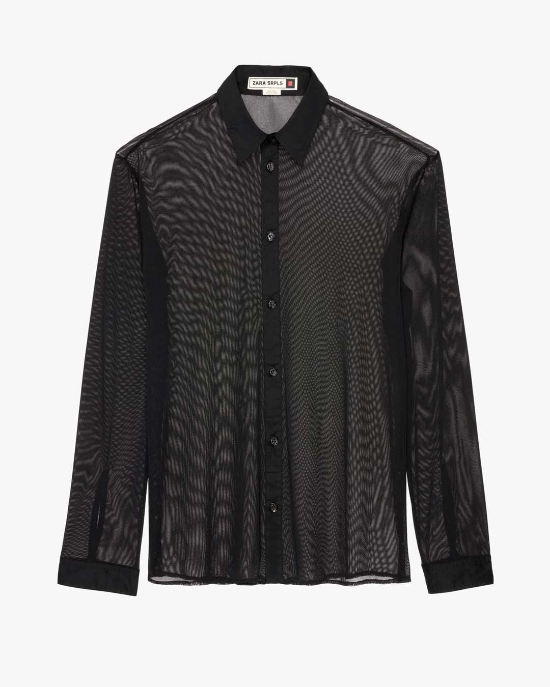 Zara SRPLS hombre ficha la camisa negra con transparencias