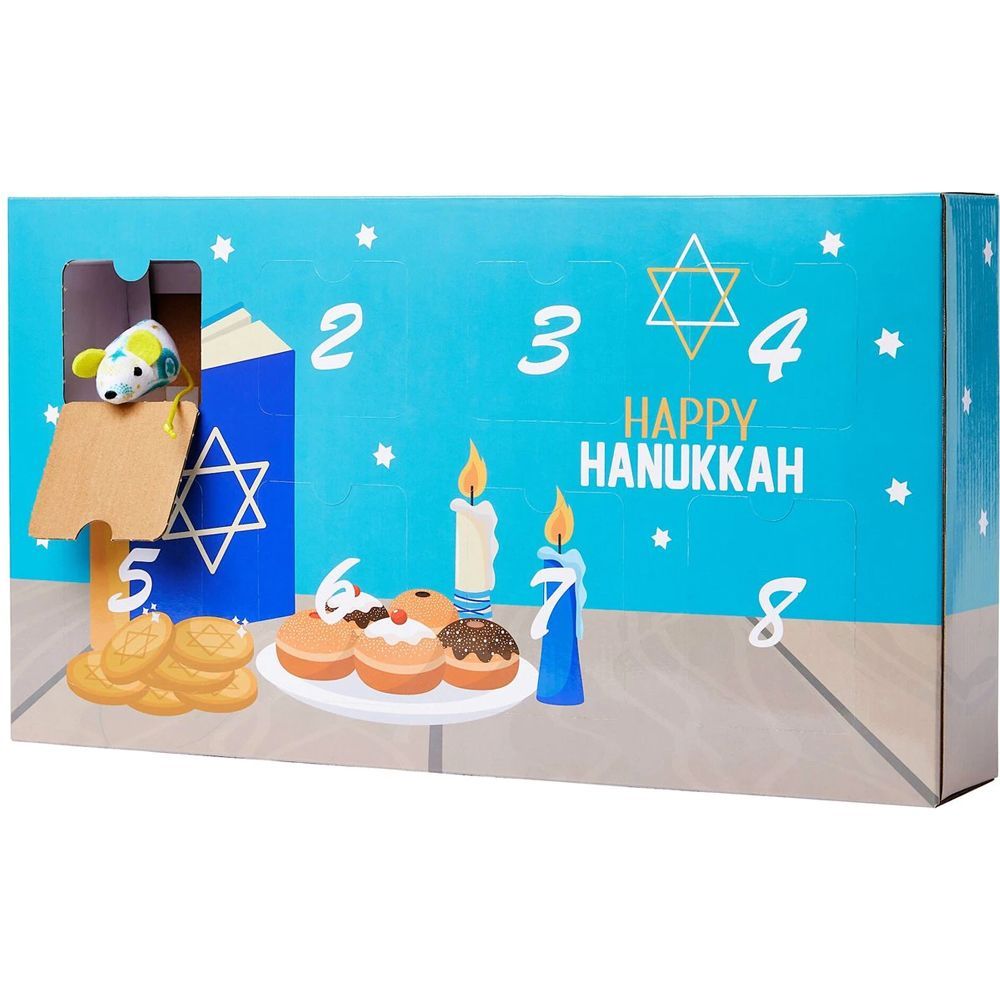 8 Days of Hanukkah Cardboard Calendar with Toys for Cats