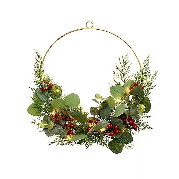 LED Festive Foliage Wreath Hoop Decoration