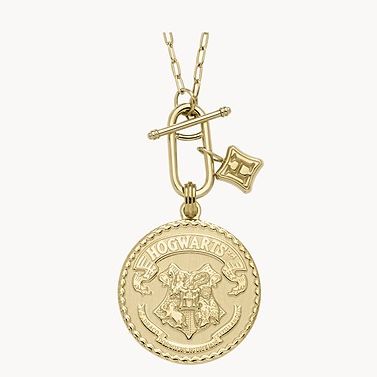 Limited Edition Harry Potter™ Hogwarts™ Crest Gold-Tone Stainless Steel Chain Necklace
