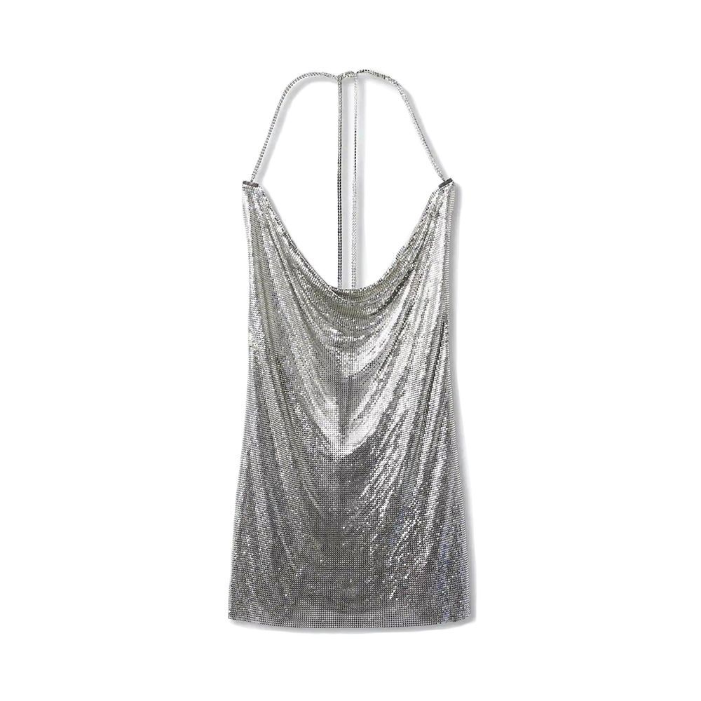 Metallic Mesh Mini Dress