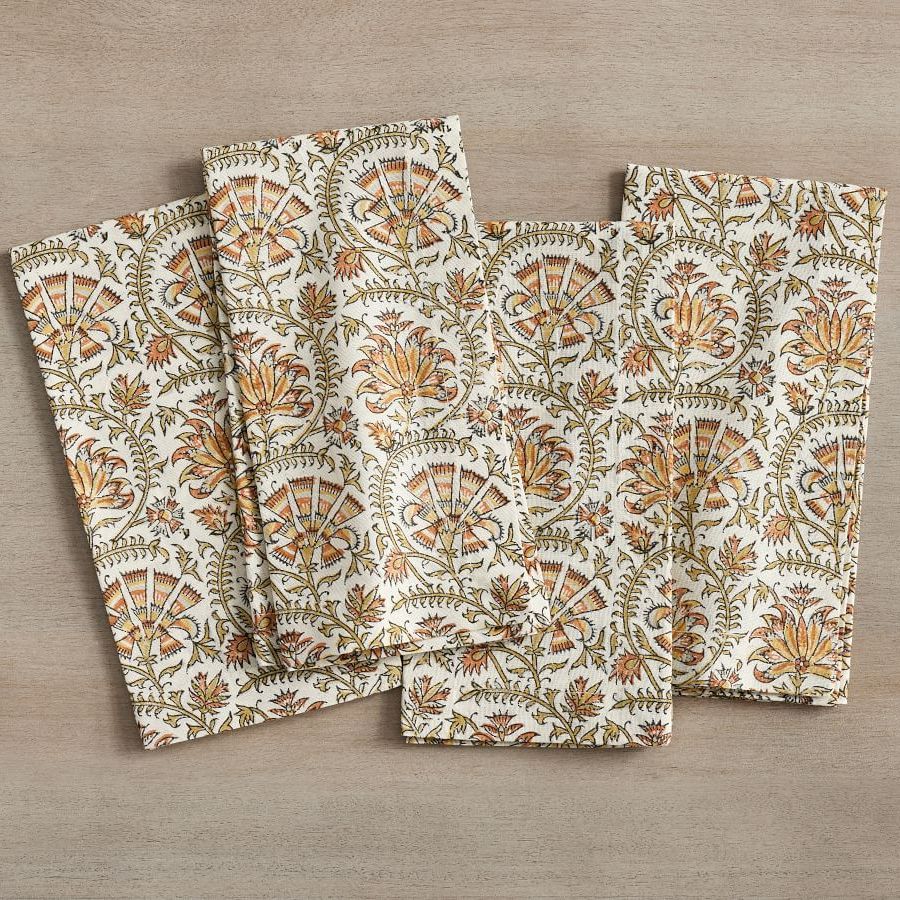 Ishani Block Print Cotton Napkins, Set of 4