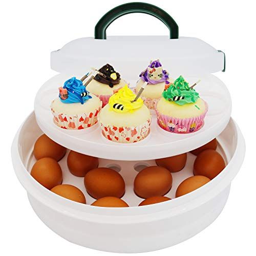 3-In-1 Round Cupcake Container Egg Holder Tart Cookie Pie Keeper 