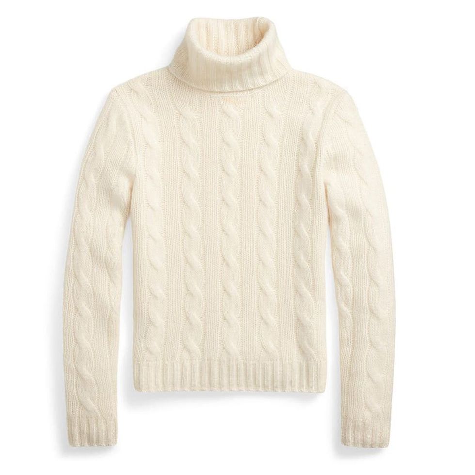 Women's Cable Cashmere Turtleneck Sweater