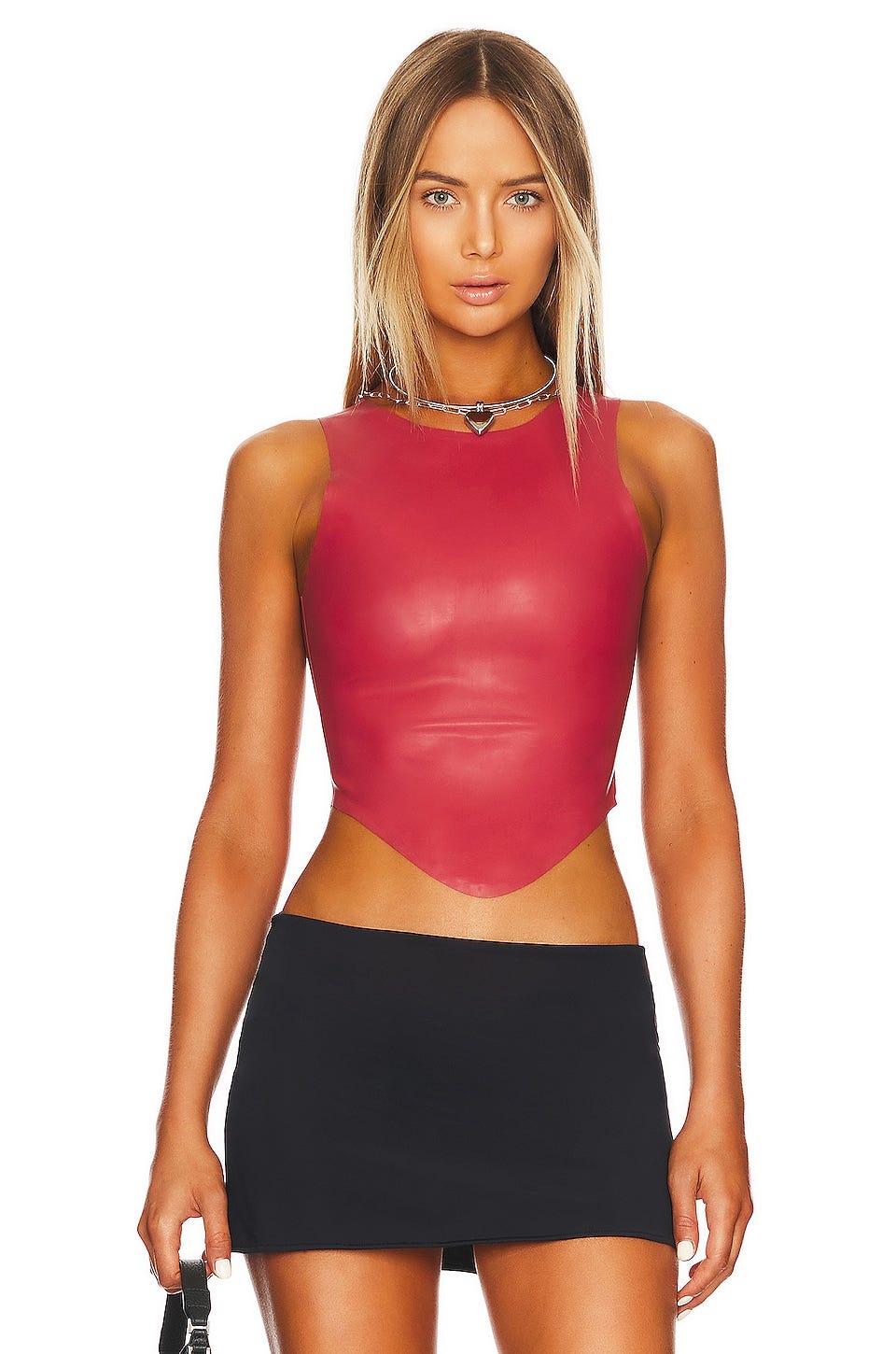 Monse Double Belted Leather Bra Top in Red, Red. Size 0 (also in ).