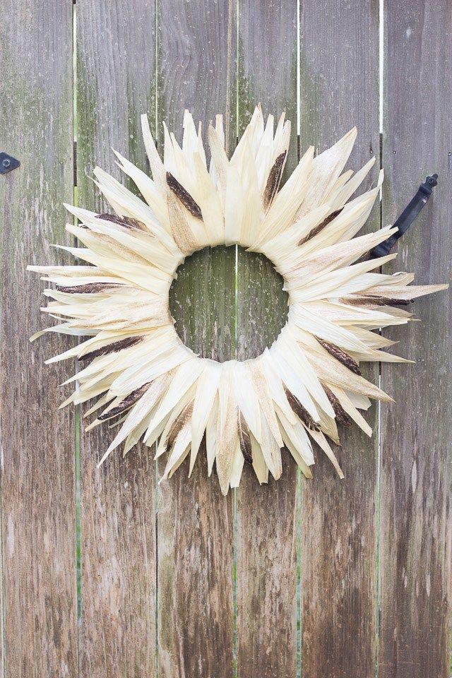 Corn Husk Wreath with Feather Accents