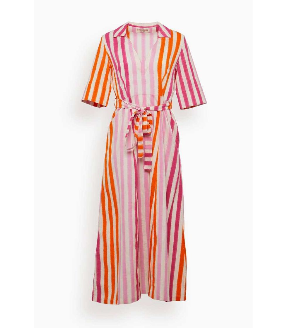 Ottavia Ikat Stripes Dress in Pink