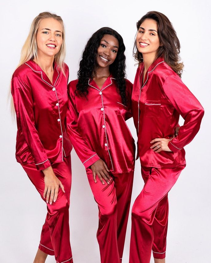 Red Satin Pajama Sets
