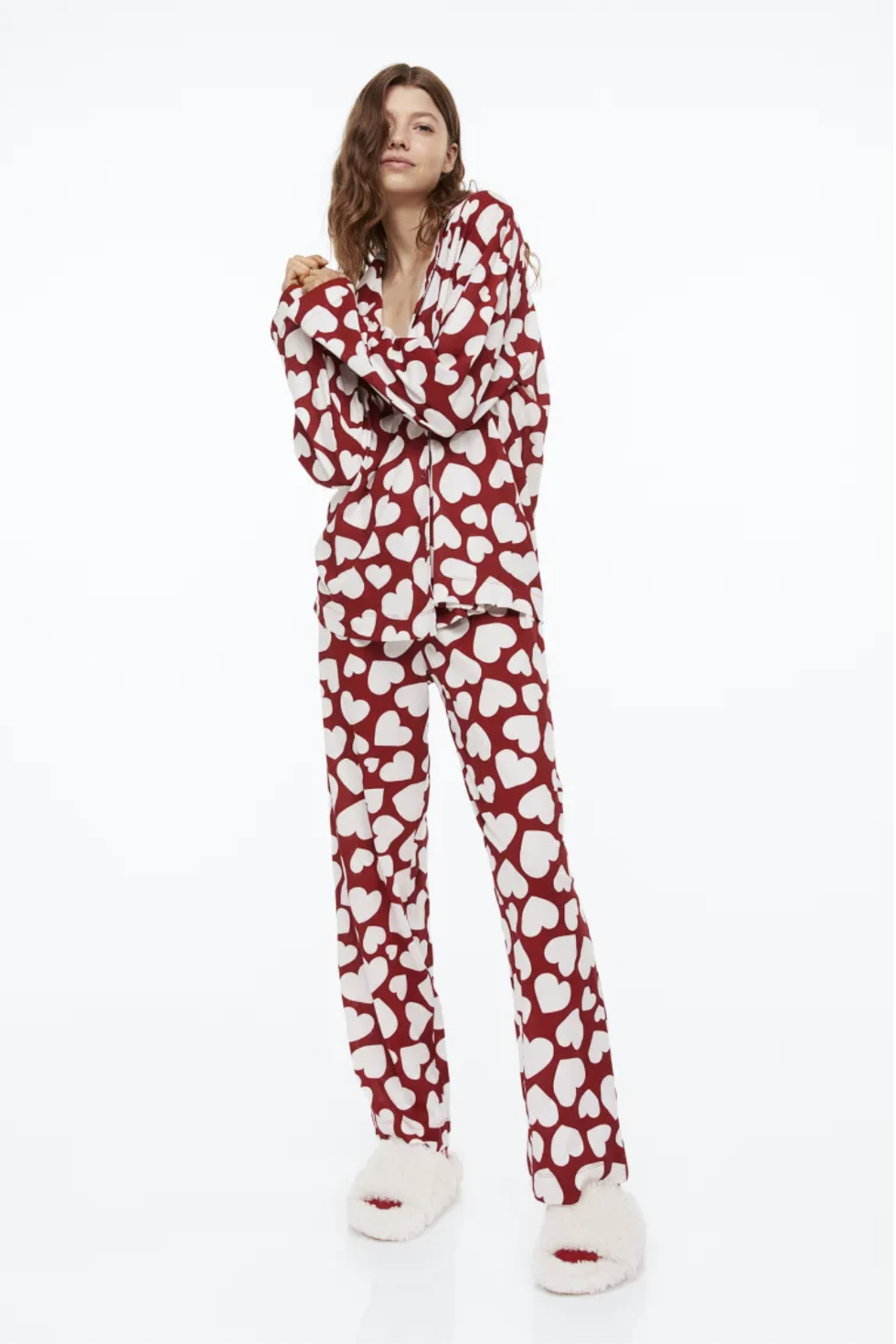 Ladies - Beige Satin Pajamas - Size: L - H&M