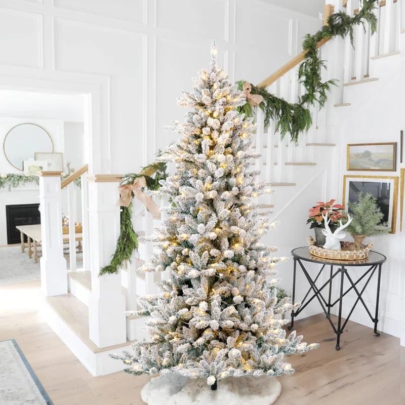 7.5' Pre-Lit Green/White Fir Artificial Christmas Tree