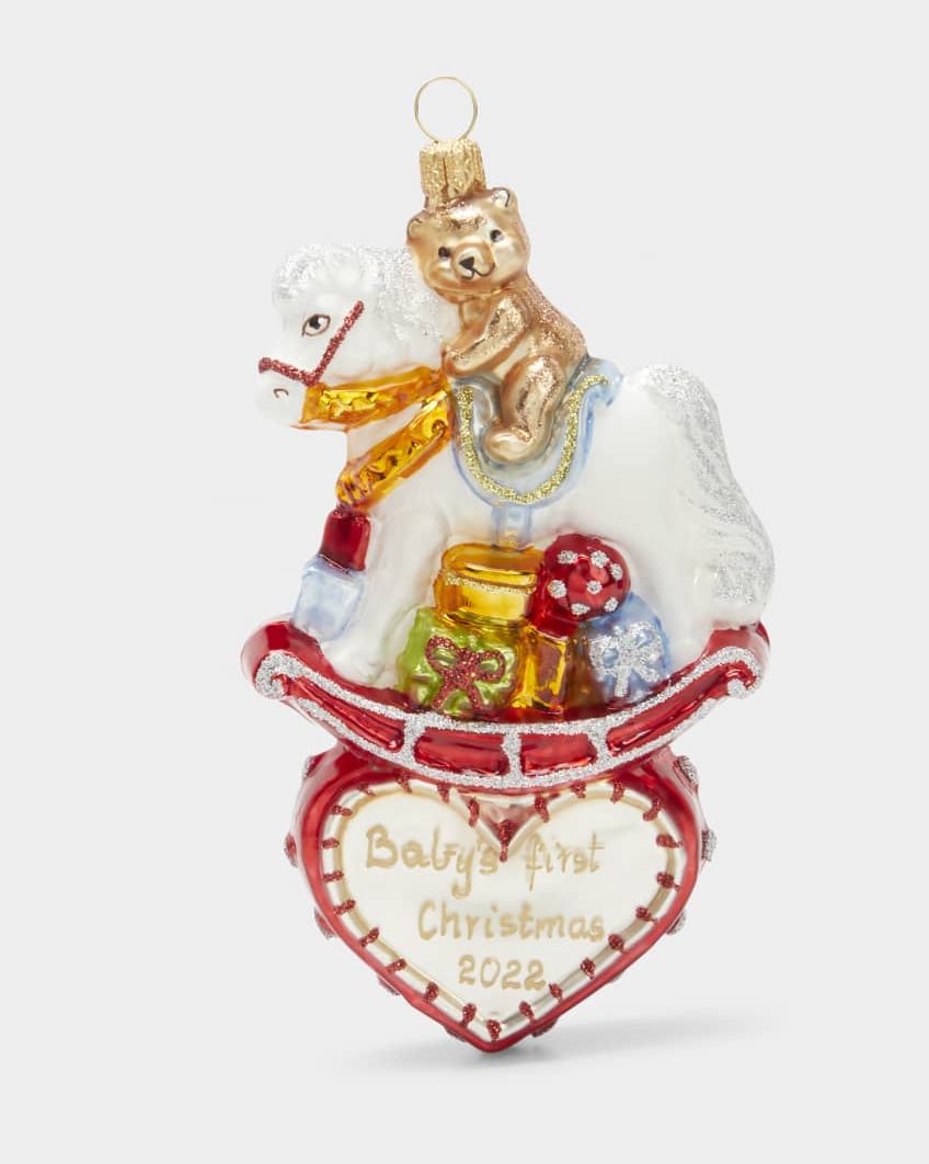 Rocking Horse On Heart - Baby's First Christmas Ornament