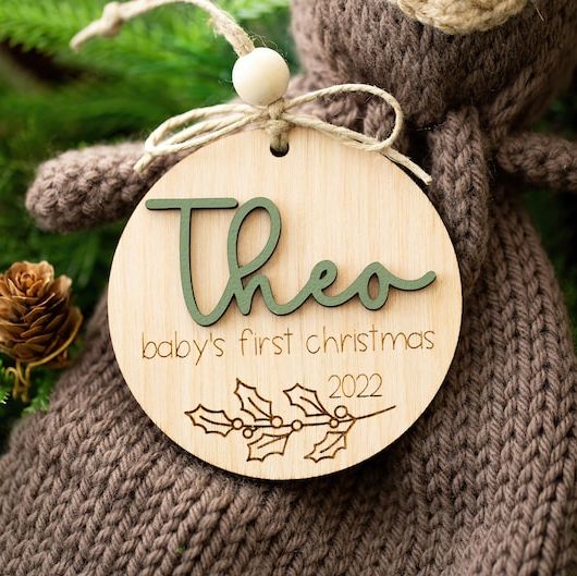 First Christmas Wooden Personalized Baby Ornament
