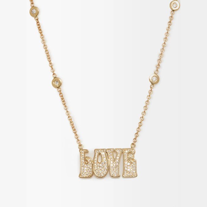 Love diamond & 14kt gold necklace