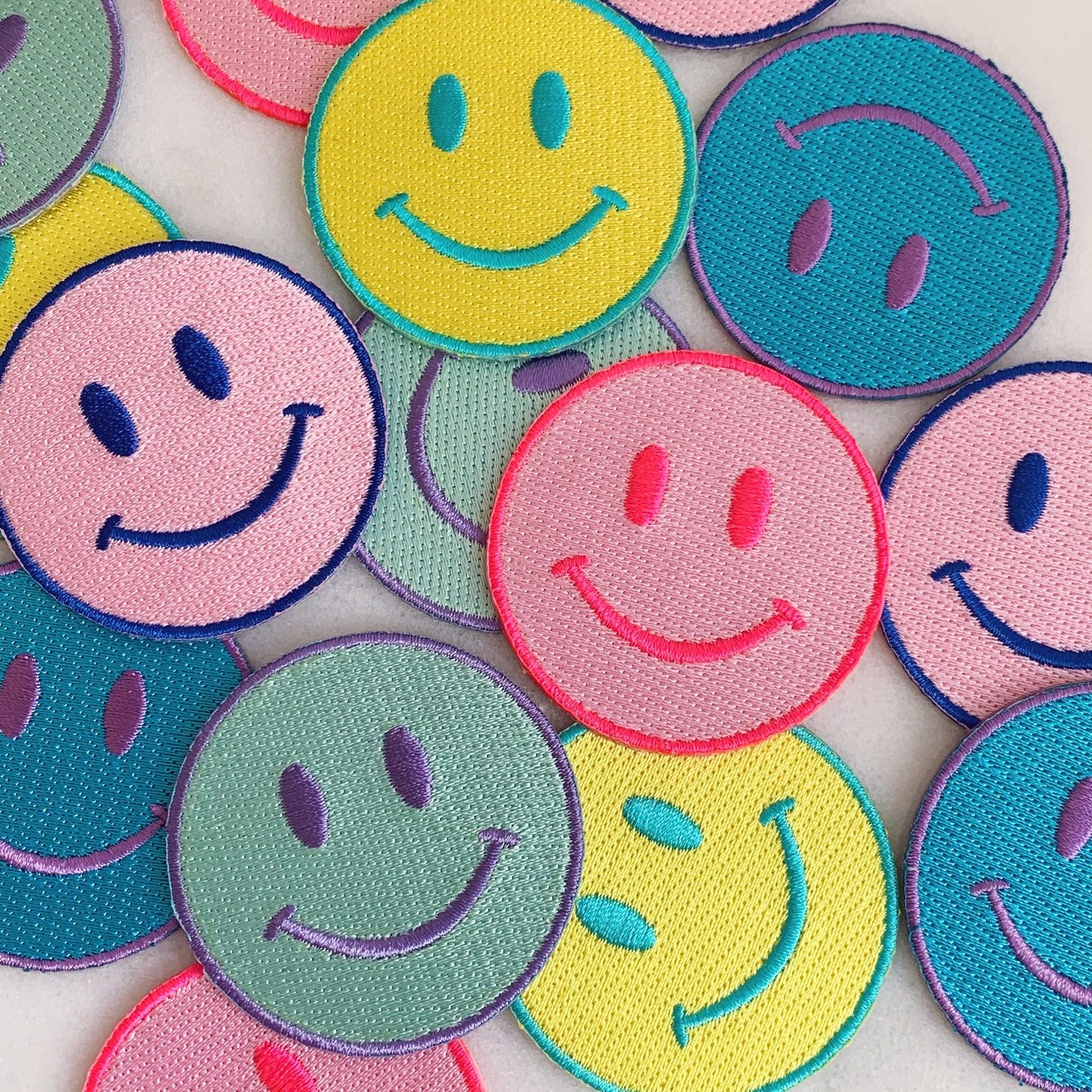 Smiley Face Iron On Patch