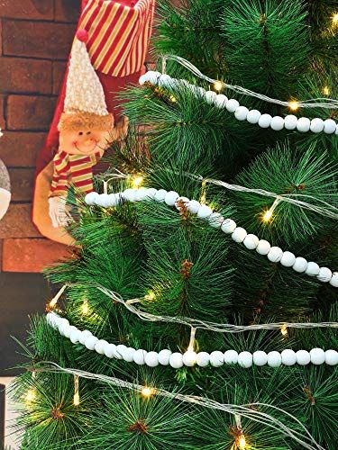 9 Foot Natural Wood Bead Christmas Garland  Wood Ball Christmas Tree –  ChristmasCottage