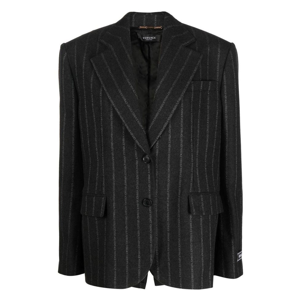 Versace Shoulder-Pads Logo-Print Blazer