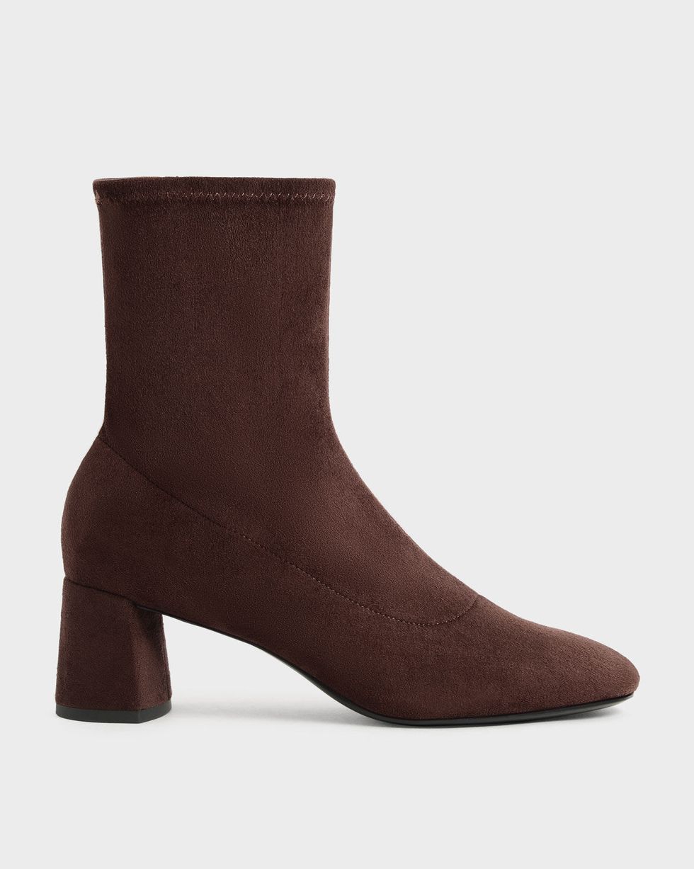 Charles & Keith Textured Stitch-Trim Ankle Boots