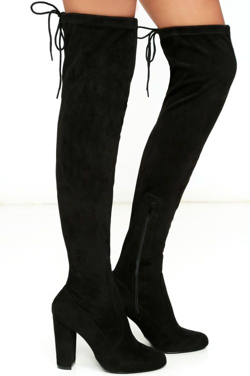 Lulus So Much Yes Black Suede Over the Knee Boots