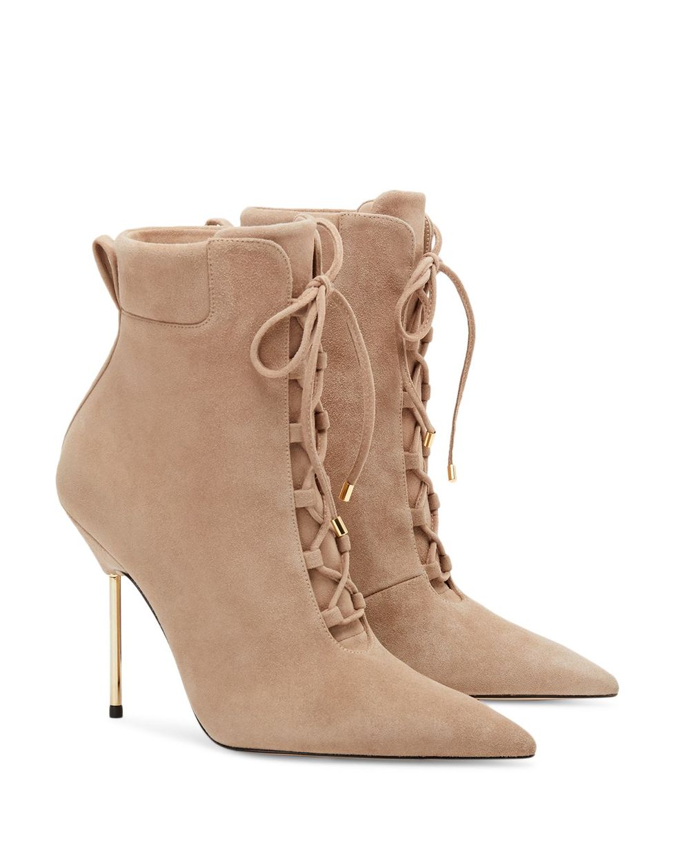 Good American Scandal Lace Up High Heel Booties
