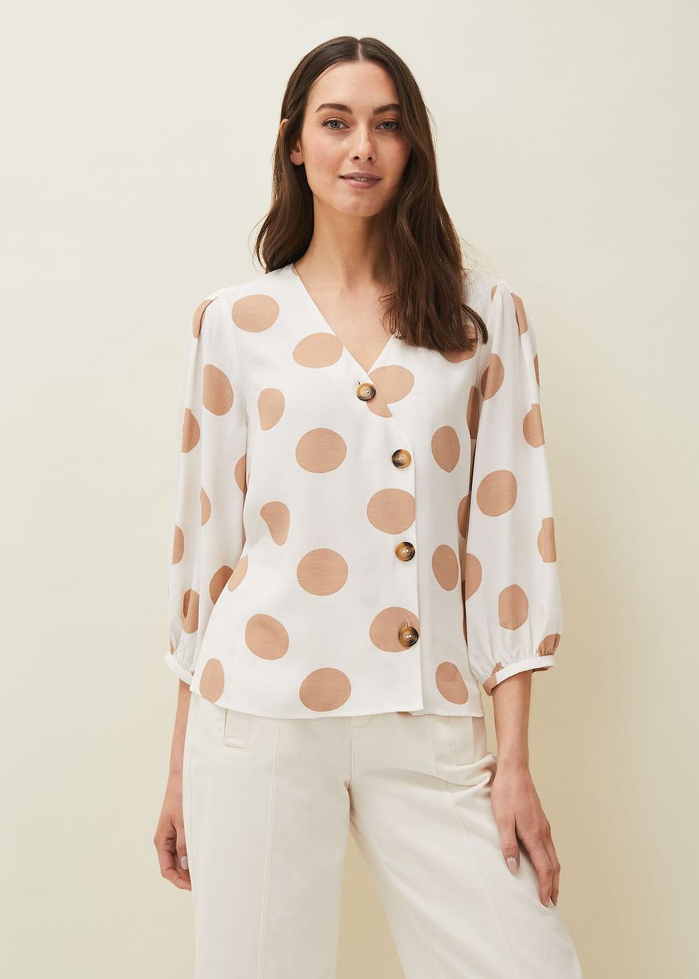 Mango Polka-dot blouse  Polka dot blouse, White short sleeve blouse, White short  sleeve tops