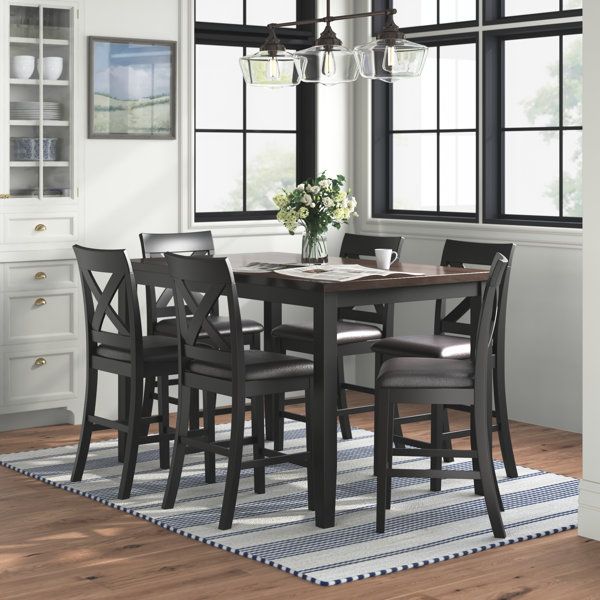 Black/Brown Kesler 6 Person Counter Height Dining Set