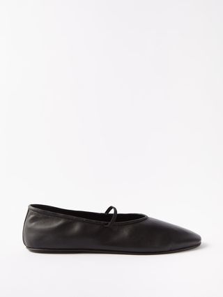 Leather round toe ballet flats