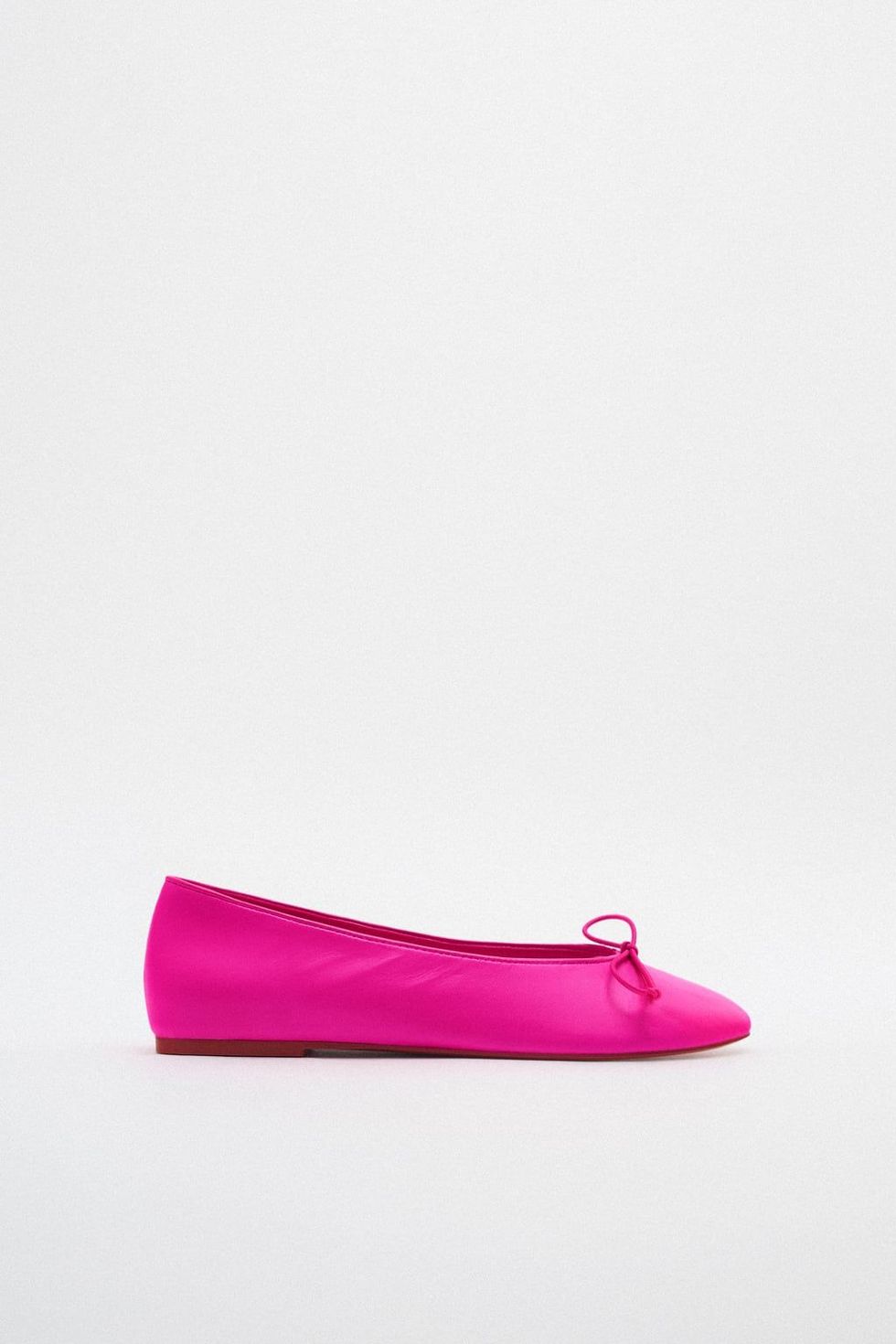 Leather Ballet Flats With Bow Detail