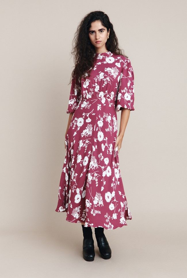 Ghost pink floral clearance dress