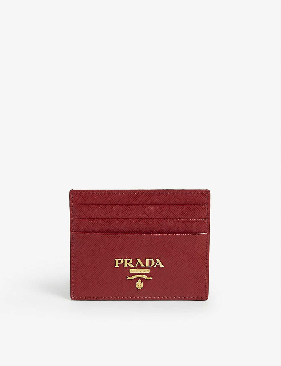 聖誕、跨年交換禮物推薦：Prada Logo裝飾十字紋皮革卡夾